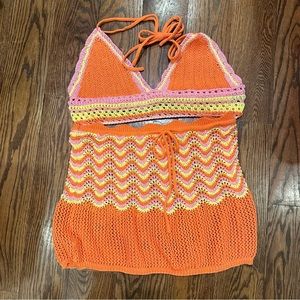 Crochet skit coord beach coverup plus